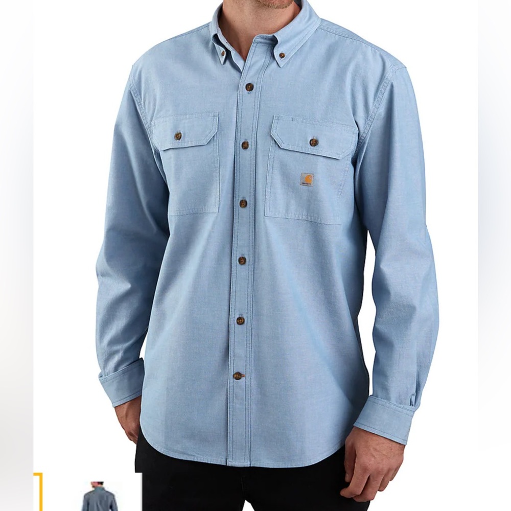 Carhartt loose fit mid weight chambray long sleeve button shirt size 3XL tall